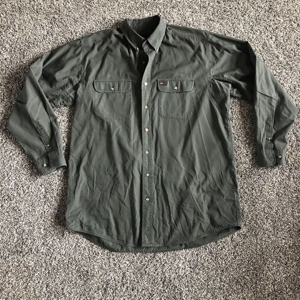 Riggs Workwear By‎ Wrangler Men’s Button Down Shirt Green Size XLT
